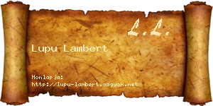 Lupu Lambert névjegykártya